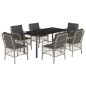 vidaXL Set comedor jardín 7 pzas y cojines ratán sintético gris claro vidaXL Set comedor jardín 7 pzas y cojines ratán sintético gris claro