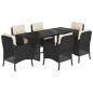 vidaXL Set de comedor de jardín 7 pzas y cojines ratán sintético negro vidaXL Set de comedor de jardín 7 pzas y cojines ratán sintético negro