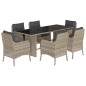 vidaXL Set comedor jardín 7 pzas y cojines ratán sintético gris claro