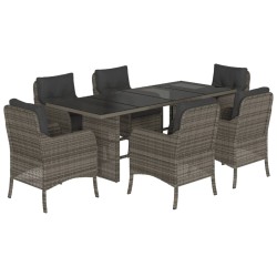 vidaXL Set comedor jardín 7 pzas y cojines ratán sintético gris