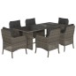 vidaXL Set comedor jardín 7 pzas y cojines ratán sintético gris vidaXL Set comedor jardín 7 pzas y cojines ratán sintético gris