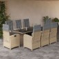 vidaXL Set comedor de jardín 9 pzas con cojines ratán sintético beige vidaXL Set comedor de jardín 9 pzas con cojines ratán sintético beige