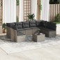 vidaXL Set de sofás de jardín 10 pzas con cojines ratán sintético gris