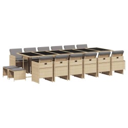 vidaXL Set comedor de jardín 17 pzas con cojines ratán sintético beige