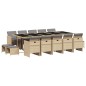 vidaXL Set comedor de jardín con cojines 15 pzas ratán sintético beige