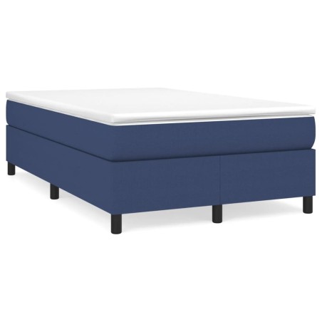 vidaXL Cama box spring con colchón tela azul 120x190 cm