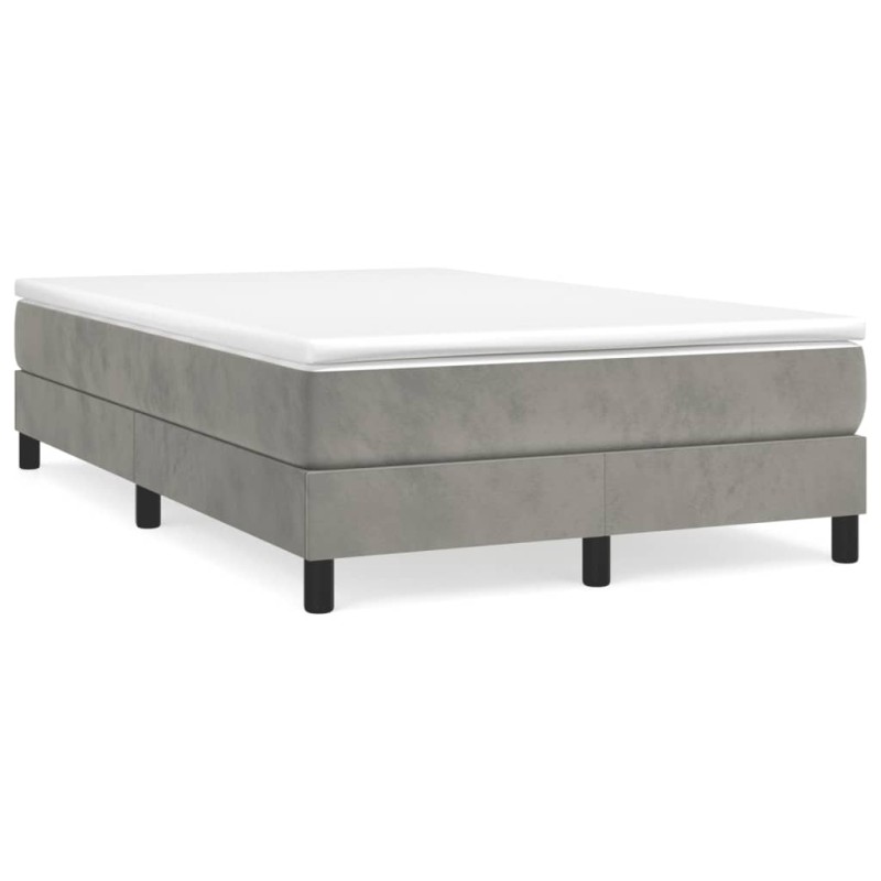vidaXL Cama box spring con colchón terciopelo gris claro 120x190 cm vidaXL Cama box spring con colchón terciopelo gris claro 120x190 cm