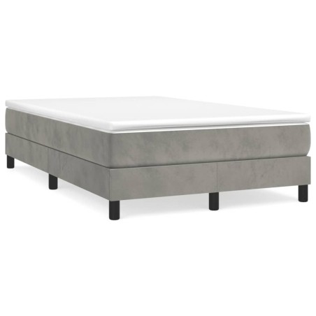 vidaXL Cama box spring con colchón terciopelo gris claro 120x190 cm