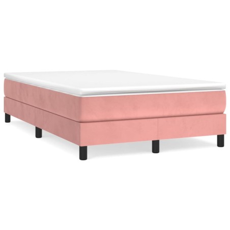vidaXL Cama box spring con colchón terciopelo rosa 120x190 cm
