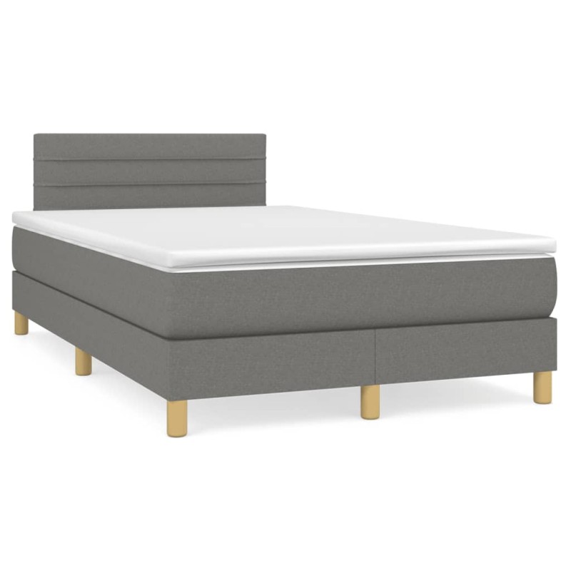 vidaXL Cama box spring con colchón y LED tela marrón oscuro 120x190 cm vidaXL Cama box spring con colchón y LED tela marrón oscuro 120x190 cm