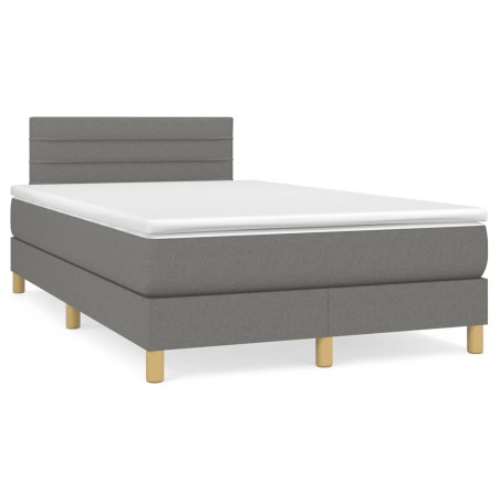 vidaXL Cama box spring con colchón y LED tela marrón oscuro 120x190 cm