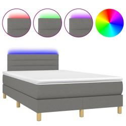 vidaXL Cama box spring con colchón y LED tela marrón oscuro 120x190 cm