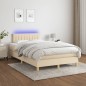 vidaXL Cama box spring con colchón y luces LED tela crema 120x190 cm vidaXL Cama box spring con colchón y luces LED tela crema 120x190 cm