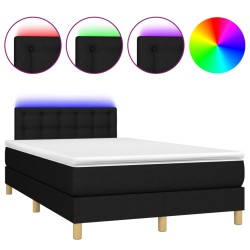 vidaXL Cama box spring con colchón y luces LED tela negro 120x190 cm