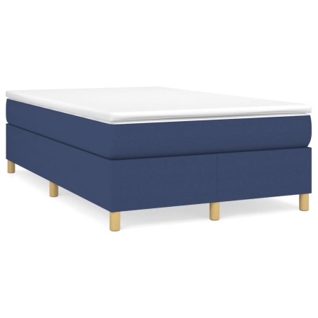 vidaXL Cama box spring con colchón tela azul 120x190 cm
