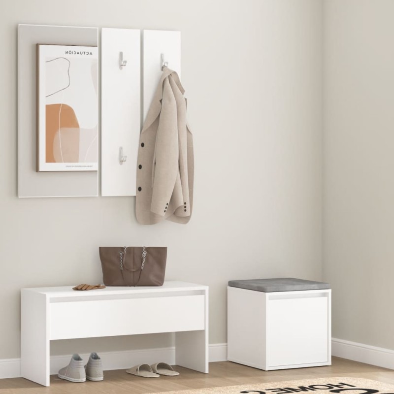 vidaXL Juego de muebles de recibidor madera contrachapada blanco vidaXL Juego de muebles de recibidor madera contrachapada blanco