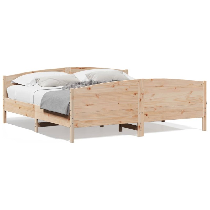 vidaXL Estructura de cama con cabecero madera maciza pino 180x200 cm vidaXL Estructura de cama con cabecero madera maciza pino 180x200 cm