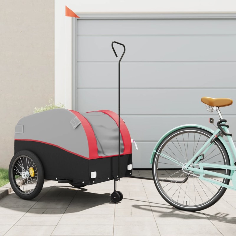 vidaXL Remolque para bicicleta hierro negro y rojo 45 kg vidaXL Remolque para bicicleta hierro negro y rojo 45 kg
