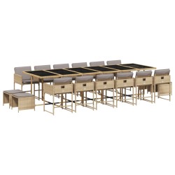 vidaXL Set comedor de jardín 17 pzas con cojines ratán sintético beige