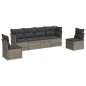vidaXL Set de muebles de jardín 6 pzas y cojines ratán sintético gris vidaXL Set de muebles de jardín 6 pzas y cojines ratán sintético gris