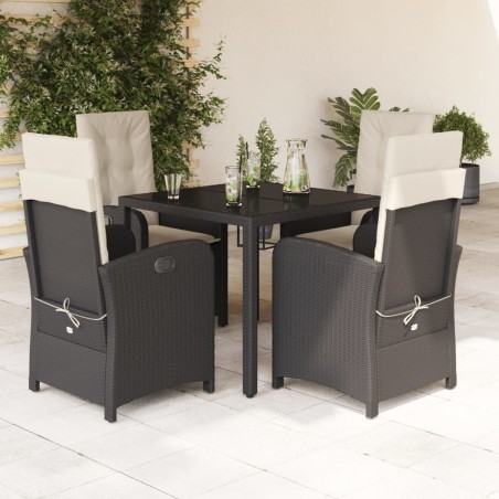 vidaXL Set de muebles jardín 5 pzas con cojines ratán sintético negro