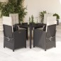vidaXL Set de muebles jardín 5 pzas con cojines ratán sintético negro vidaXL Set de muebles jardín 5 pzas con cojines ratán sintético negro