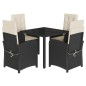 vidaXL Set de muebles jardín 5 pzas con cojines ratán sintético negro vidaXL Set de muebles jardín 5 pzas con cojines ratán sintético negro