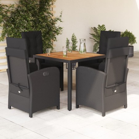 vidaXL Set de muebles jardín 5 pzas con cojines ratán sintético negro