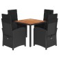 vidaXL Set de muebles jardín 5 pzas con cojines ratán sintético negro