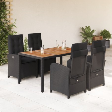 vidaXL Set de muebles jardín 5 pzas con cojines ratán sintético negro