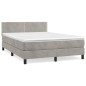 vidaXL Cama box spring con colchón terciopelo gris claro 140x190 cm vidaXL Cama box spring con colchón terciopelo gris claro 140x190 cm