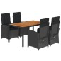 vidaXL Set de muebles jardín 5 pzas con cojines ratán sintético negro vidaXL Set de muebles jardín 5 pzas con cojines ratán sintético negro