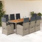 vidaXL Set comedor jardín 9 pzas y cojines ratán sintético gris vidaXL Set comedor jardín 9 pzas y cojines ratán sintético gris