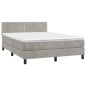 vidaXL Cama box spring con colchón terciopelo gris claro 140x190 cm vidaXL Cama box spring con colchón terciopelo gris claro 140x190 cm
