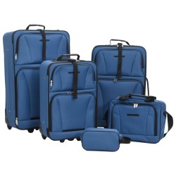 vidaXL Juego de maletas de viaje de 5 piezas tela azul