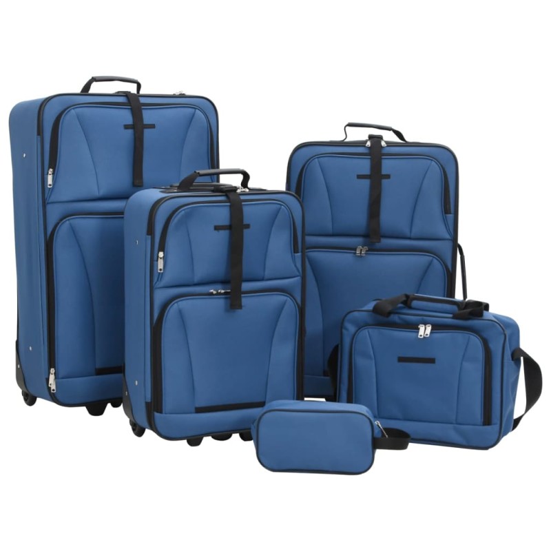 vidaXL Juego de maletas de viaje de 5 piezas tela azul vidaXL Juego de maletas de viaje de 5 piezas tela azul