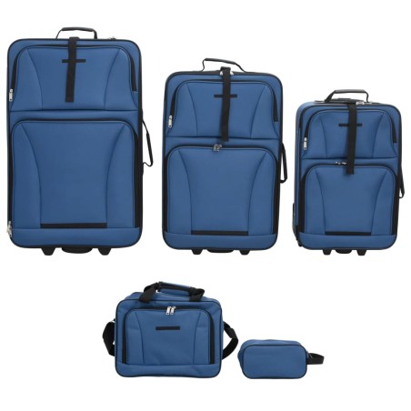 vidaXL Juego de maletas de viaje de 5 piezas tela azul