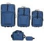 vidaXL Juego de maletas de viaje de 5 piezas tela azul vidaXL Juego de maletas de viaje de 5 piezas tela azul