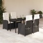 vidaXL Set de muebles jardín 5 pzas con cojines ratán sintético negro vidaXL Set de muebles jardín 5 pzas con cojines ratán sintético negro