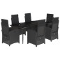 vidaXL Set de comedor de jardín 7 pzas y cojines ratán sintético negro vidaXL Set de comedor de jardín 7 pzas y cojines ratán sintético negro