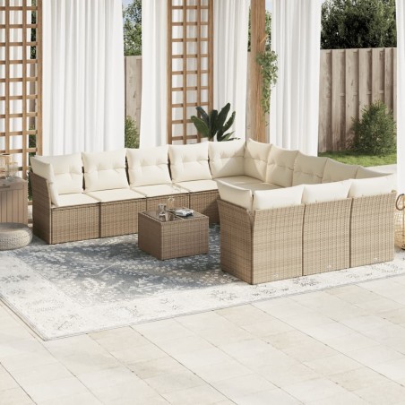 vidaXL Set de sofás de jardín 12 pzas y cojines ratán sintético marrón
