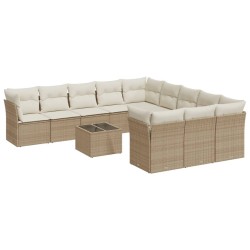vidaXL Set de sofás de jardín 12 pzas y cojines ratán sintético marrón