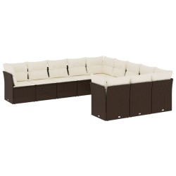 vidaXL Set de sofás de jardín 11 pzas cojines ratán sintético marrón