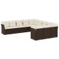 vidaXL Set de sofás de jardín 11 pzas cojines ratán sintético marrón vidaXL Set de sofás de jardín 11 pzas cojines ratán sintético marrón