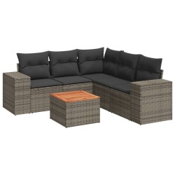 vidaXL Set de muebles de jardín 6 pzas y cojines ratán sintético gris