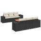vidaXL Set de comedor de jardín 7 pzas y cojines ratán sintético negro vidaXL Set de comedor de jardín 7 pzas y cojines ratán sintético negro