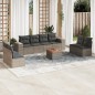vidaXL Set de muebles de jardín 9 pzas y cojines ratán sintético gris