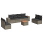 vidaXL Set de muebles de jardín 9 pzas y cojines ratán sintético gris