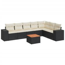 vidaXL Set de sofás de jardín 8 piezas y cojines ratán sintético negro