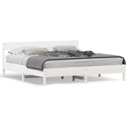 vidaXL Estructura de cama con cabecero madera de pino blanco 200x200cm
